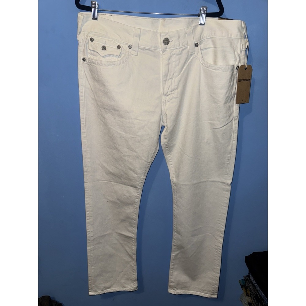 True Religion Ricky Relaxed Straight Jeans White Denim 40 M68859NMU9